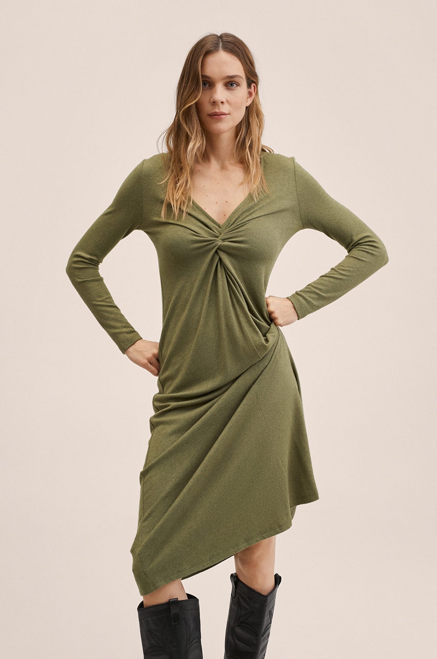 Mango rochie palson culoarea maro, mini, oversize