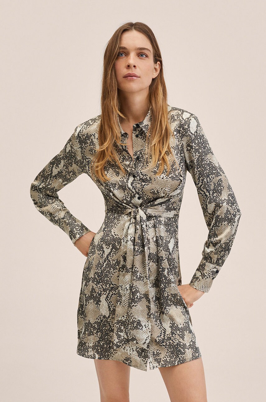 Mango rochie nikita culoarea bej, mini, drept