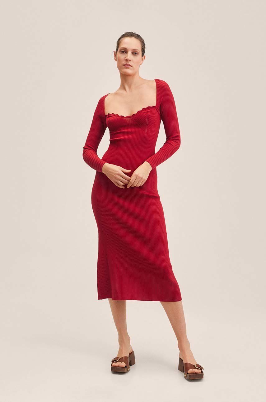 Mango sukienka Orlanda kolor czerwony midi dopasowana