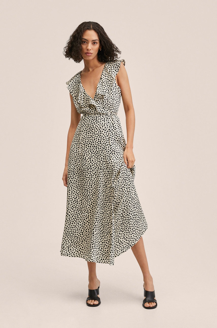 

Сукня Mango Lola колір чорний midi розкльошена