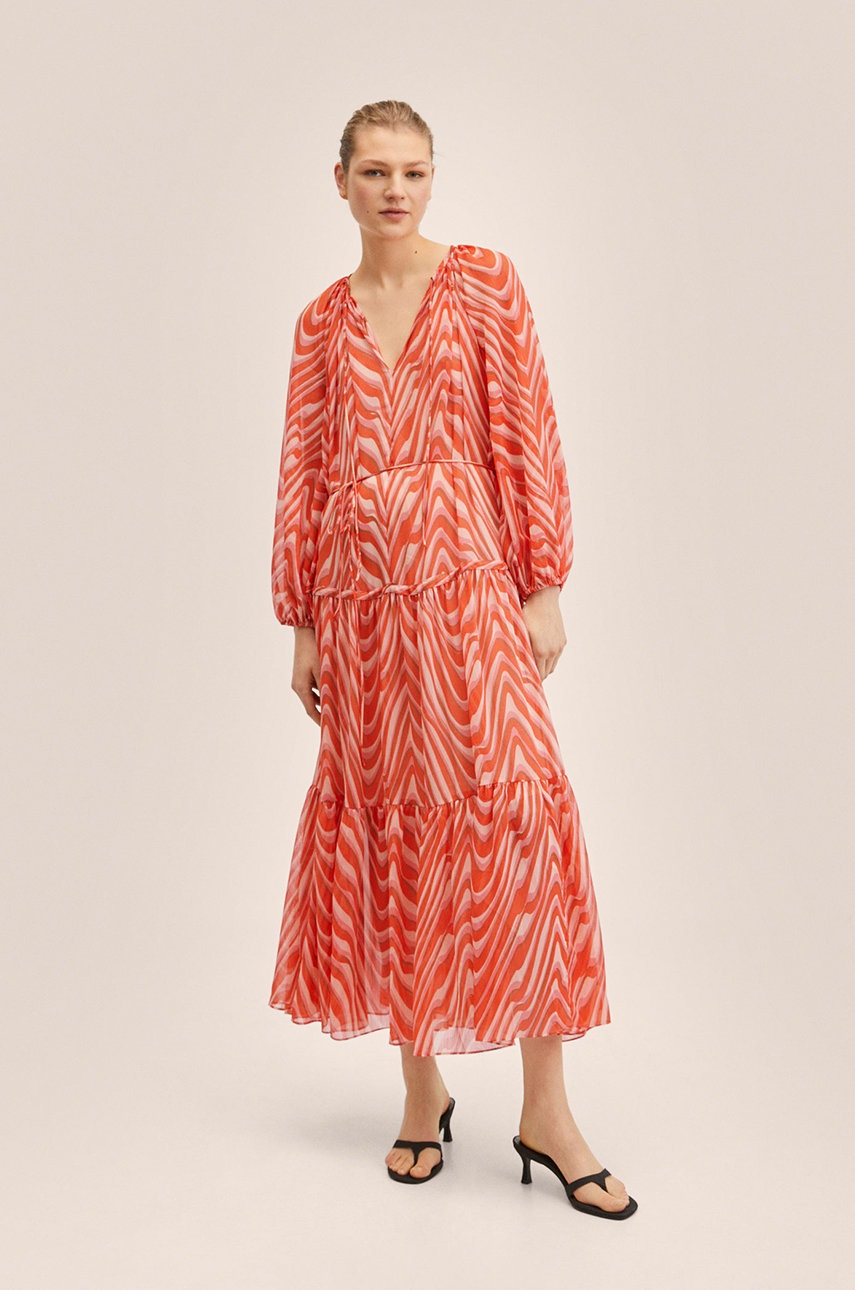 

Платье Mango Lidia цвет оранжевый maxi oversize