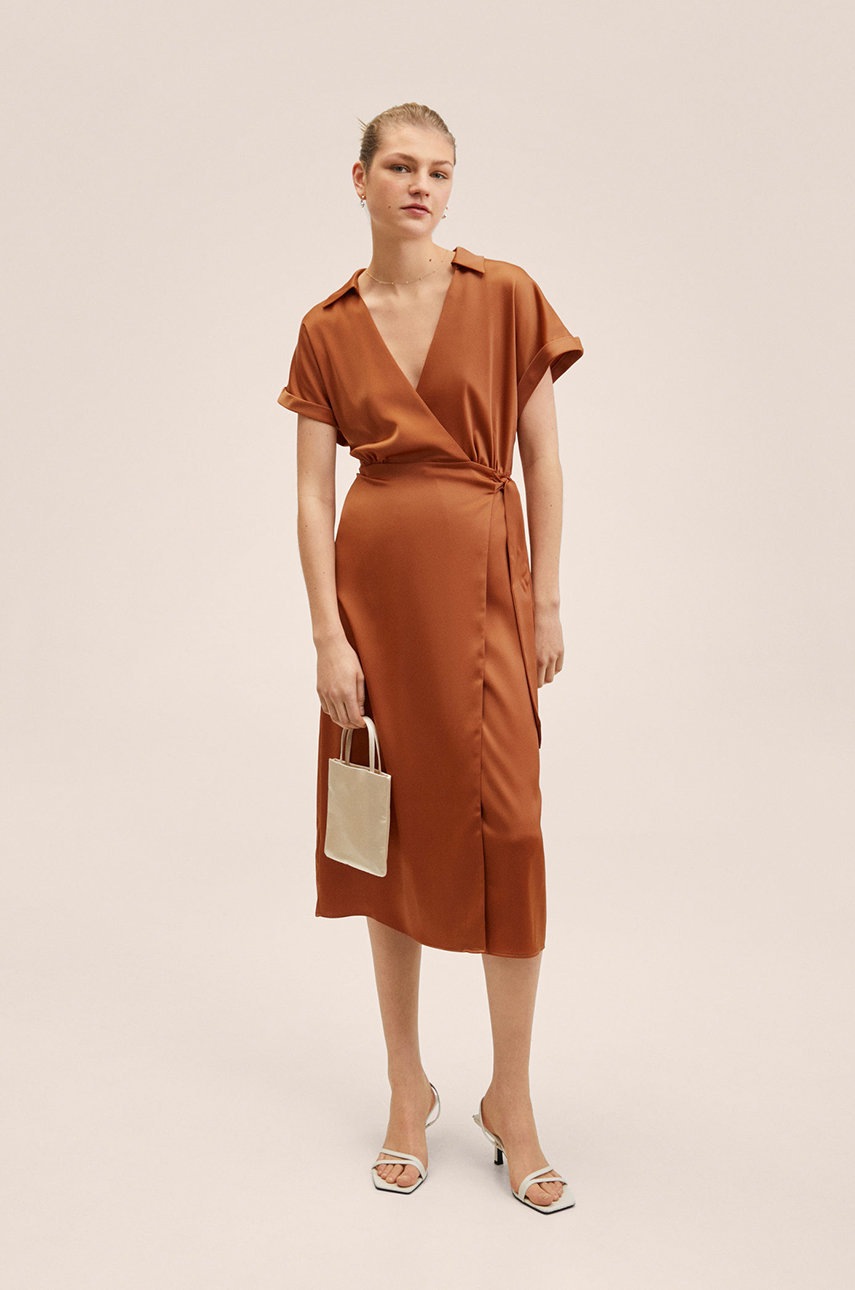 

Сукня Mango Miami колір коричневий midi пряма