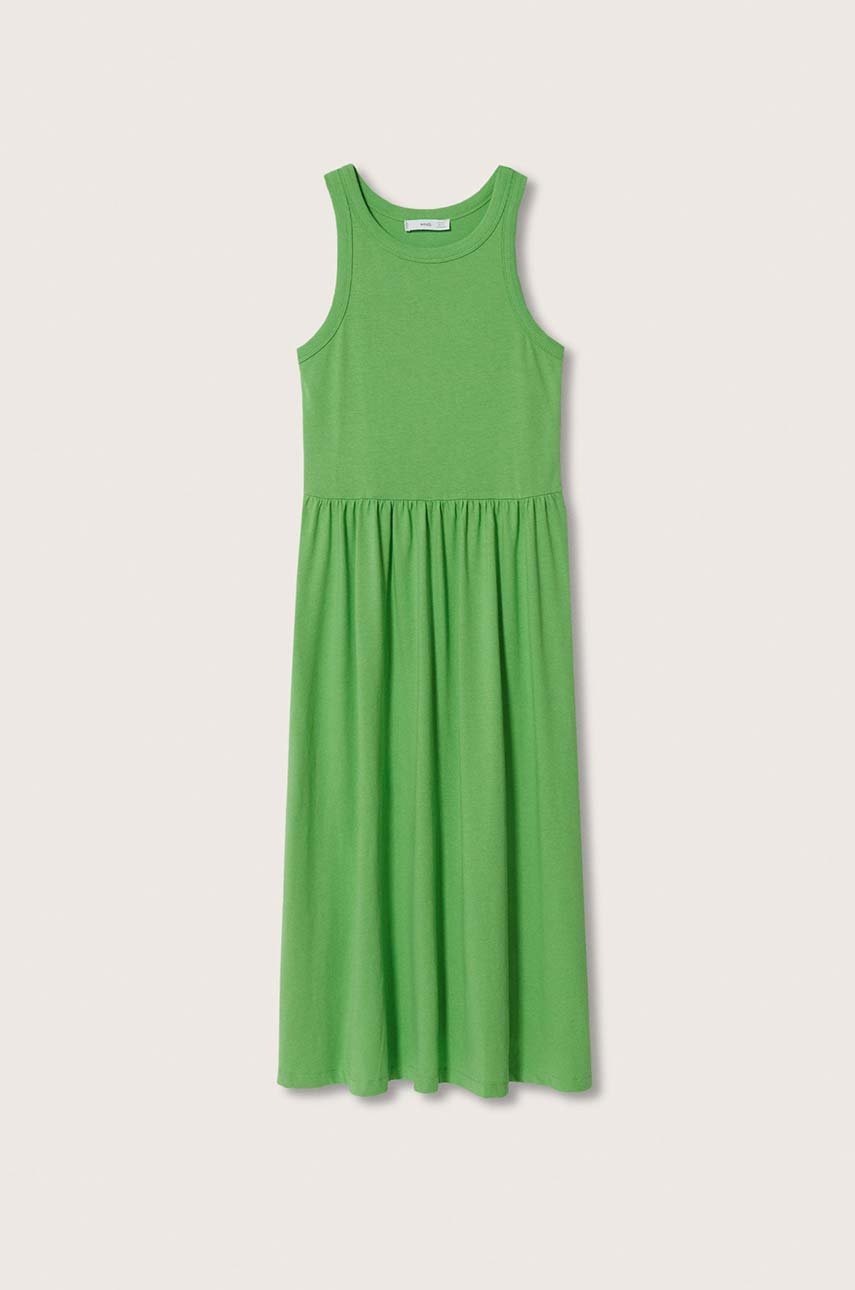 

Бавовняна сукня Mango Sando колір зелений midi пряма