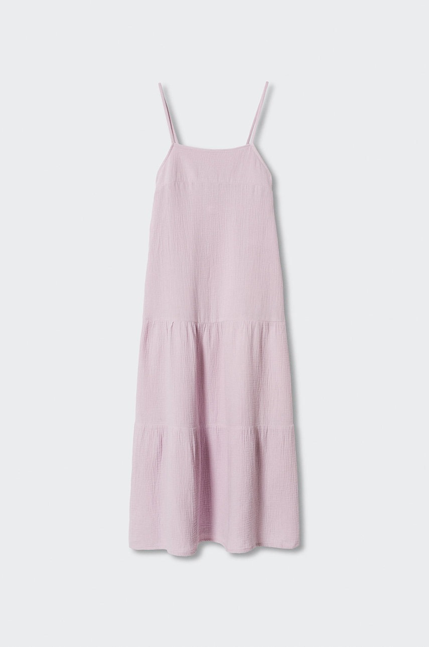 

Хлопковое платье Mango Bambula цвет фиолетовый midi oversize