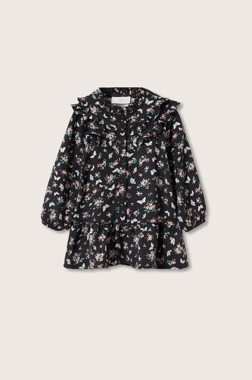Mango kids rochie fete tati culoarea negru, mini, evazata