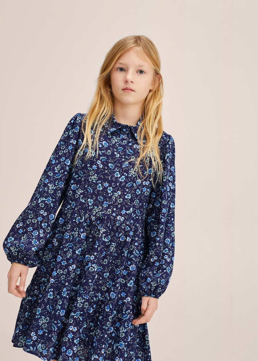 

Дитяча сукня Mango Kids колір синій mini розкльошена