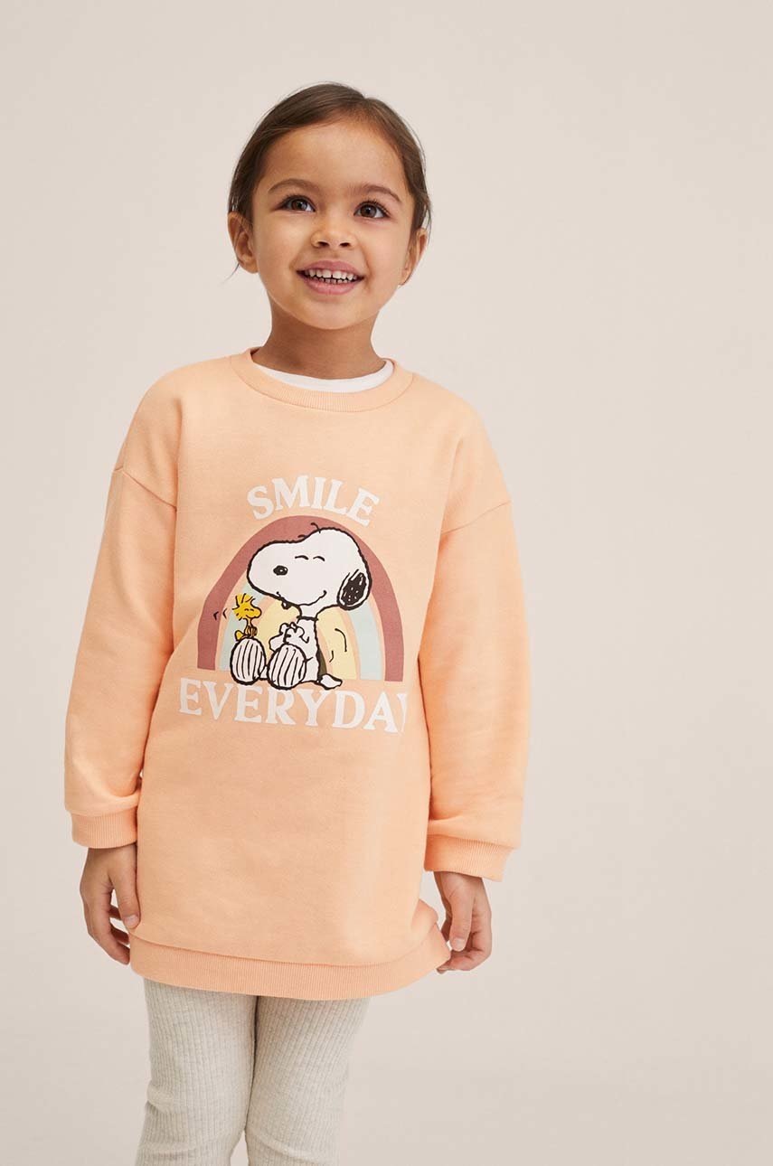 

Детска рокля Mango Kids Everyday в оранжево къс модел със стандартна кройка, Оранжев