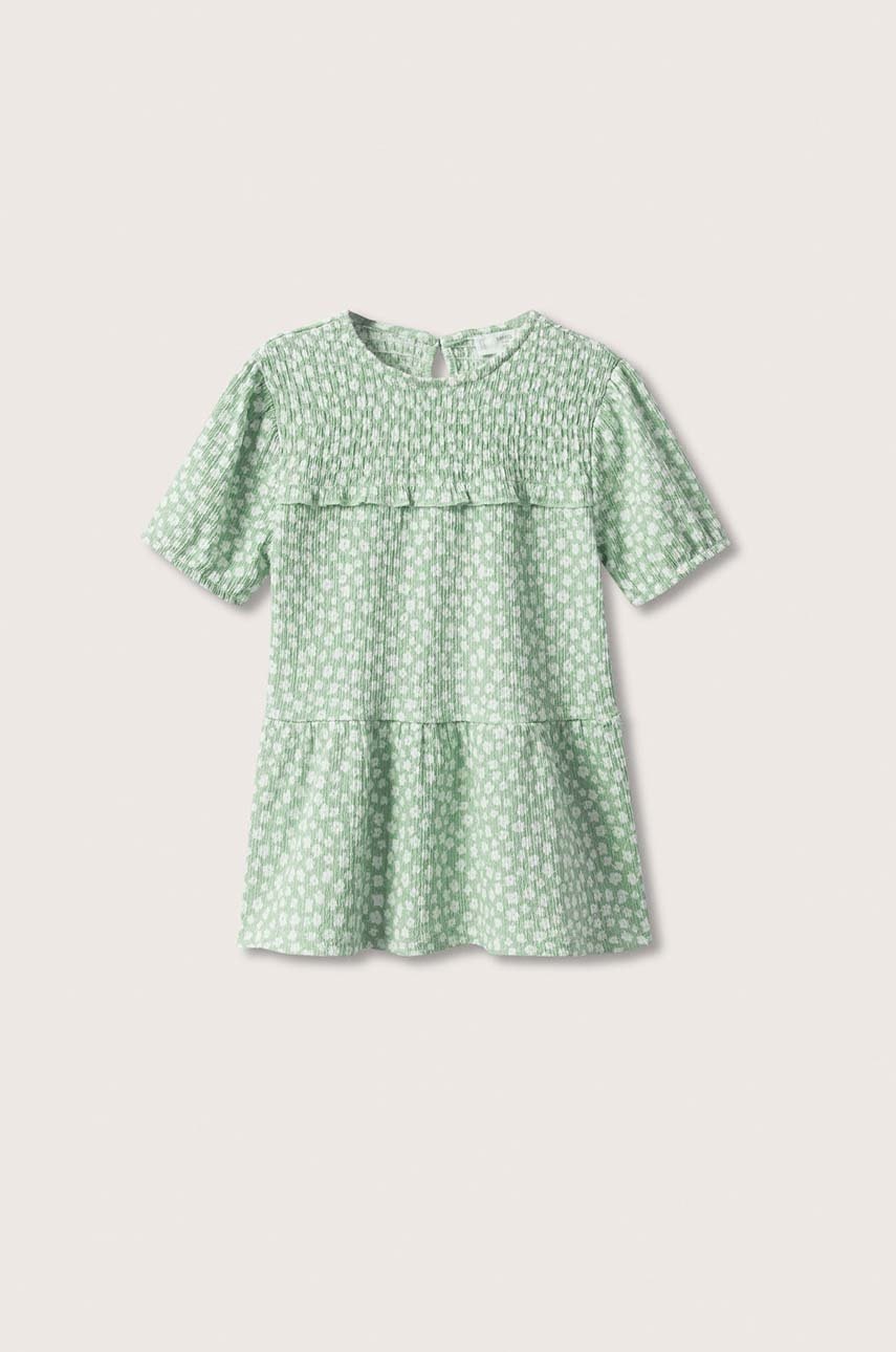 

Детска рокля Mango Kids Aline в зелено къс модел със стандартна кройка, Зелен