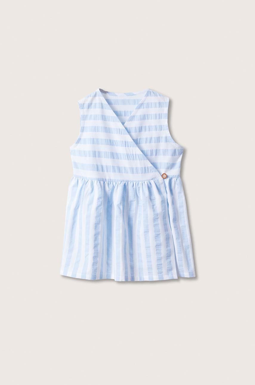 

Детска рокля Mango Kids Agata къс модел разкроен модел, Син