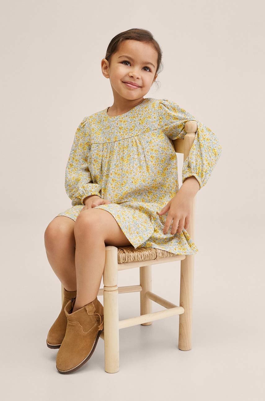 

Детское платье Mango Kids Garden цвет зелёный mini расклешённое