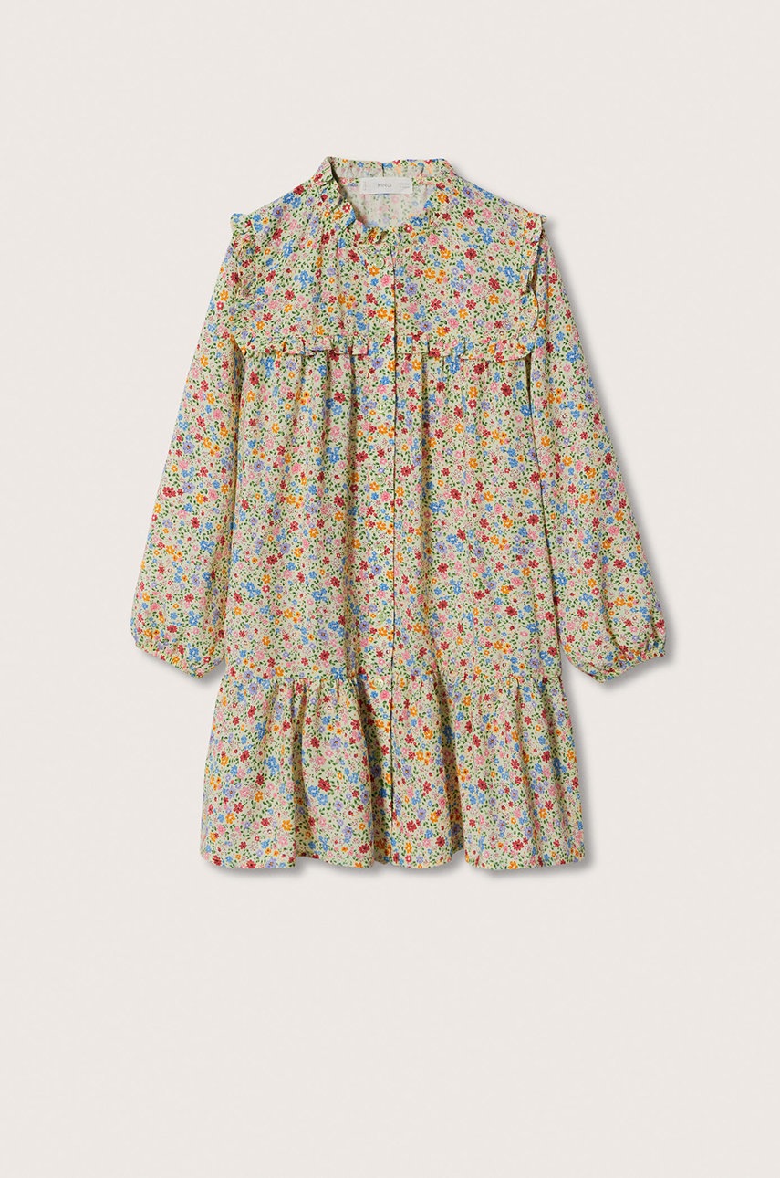 

Детска рокля Mango Kids Marisa в зелено къс модел със стандартна кройка, Зелен