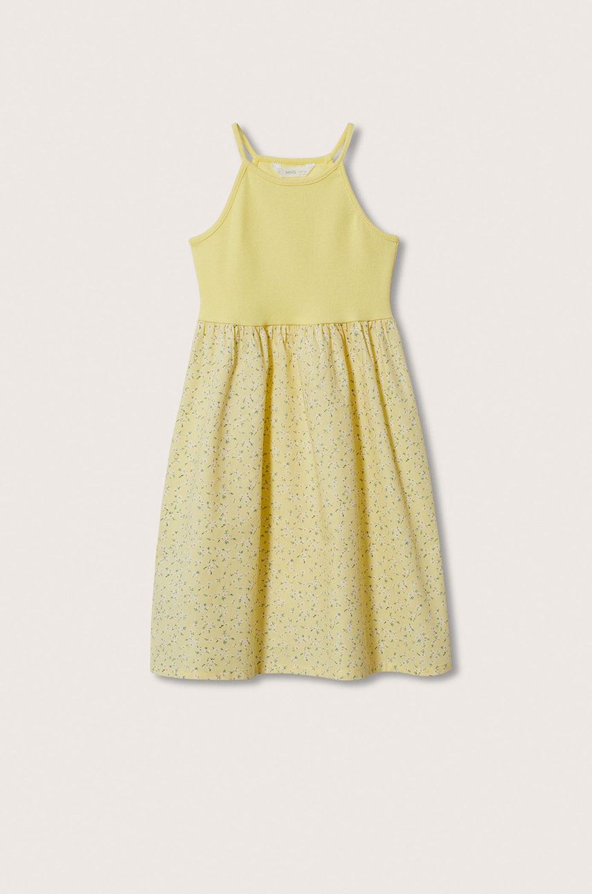 Mango Kids sukienka dziecięca kolor żółty midi rozkloszowana