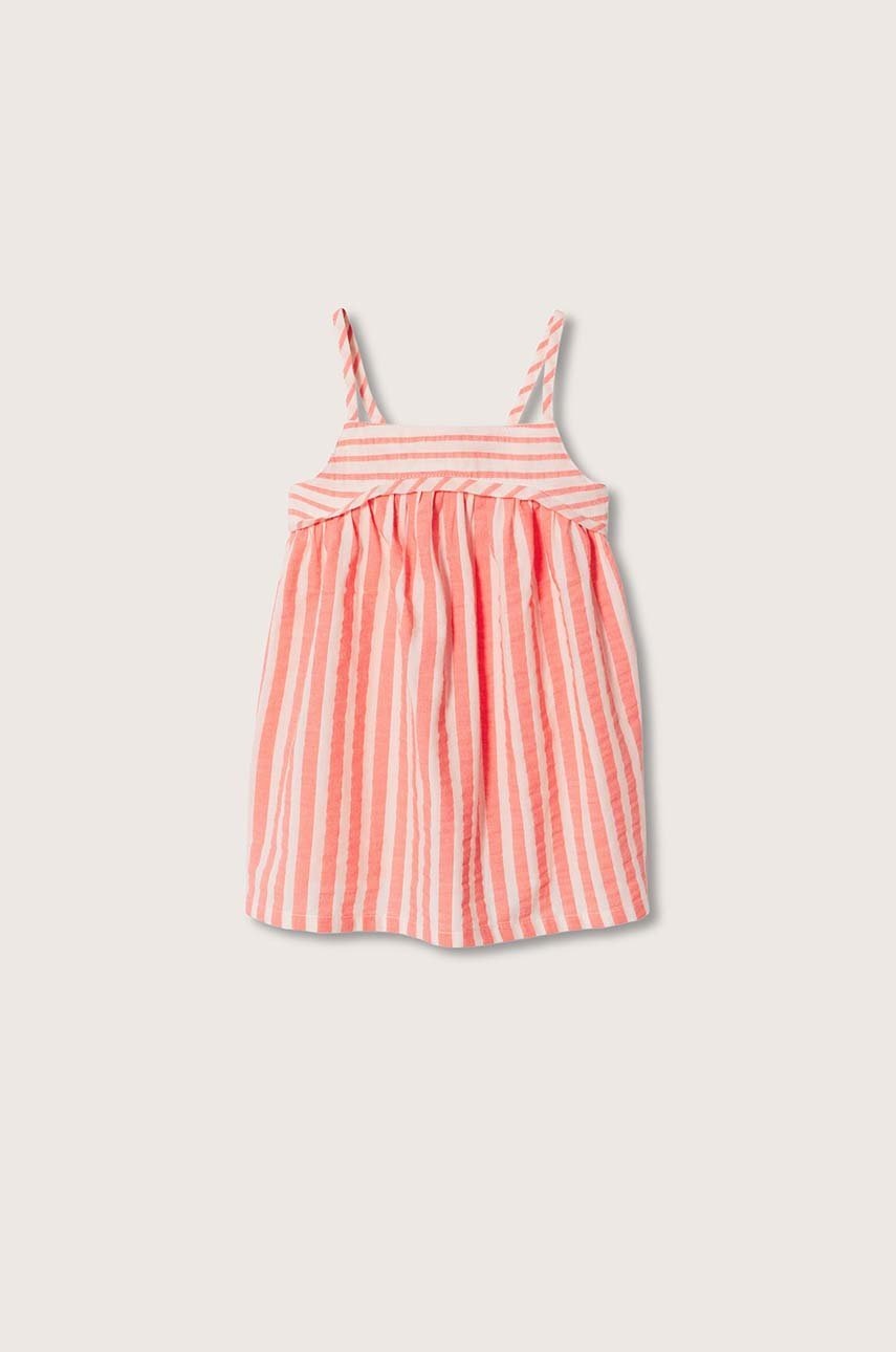 

Детска рокля Mango Kids Sol в оранжево къс модел със стандартна кройка, Оранжев