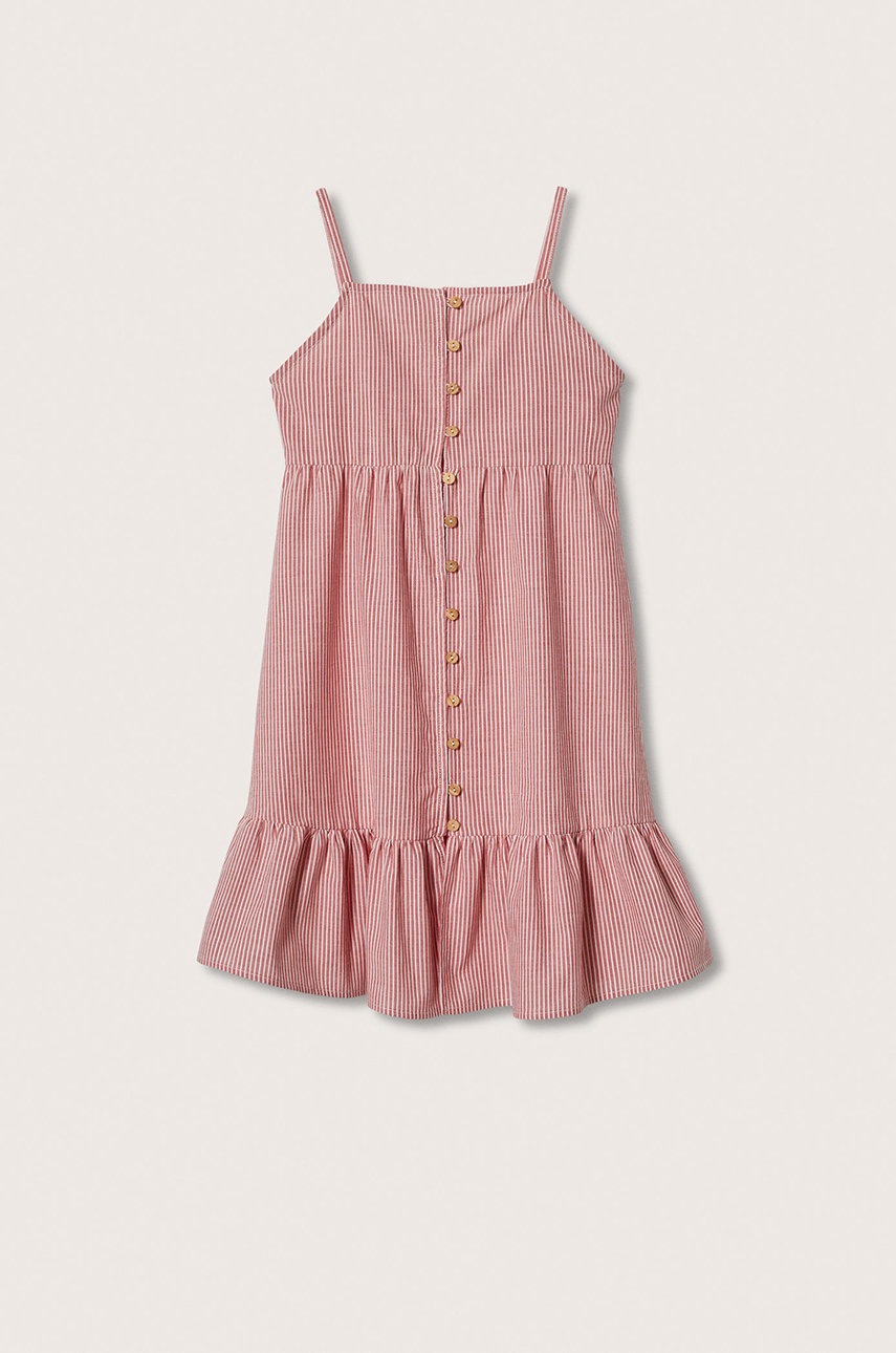 

Детска памучна рокля Mango Kids Simeo в червено къс модел разкроен модел, Червен