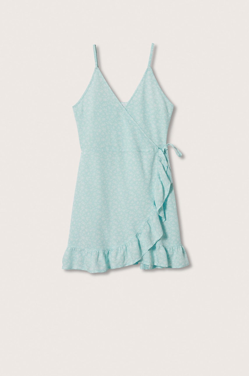 

Детское платье Mango Kids Cross цвет бирюзовый mini прямое
