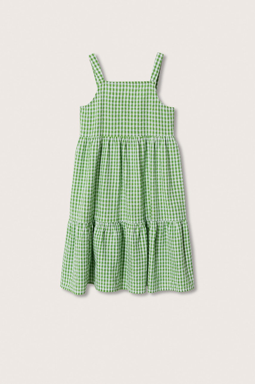 Mango Kids sukienka dziecięca Zebra kolor zielony mini prosta