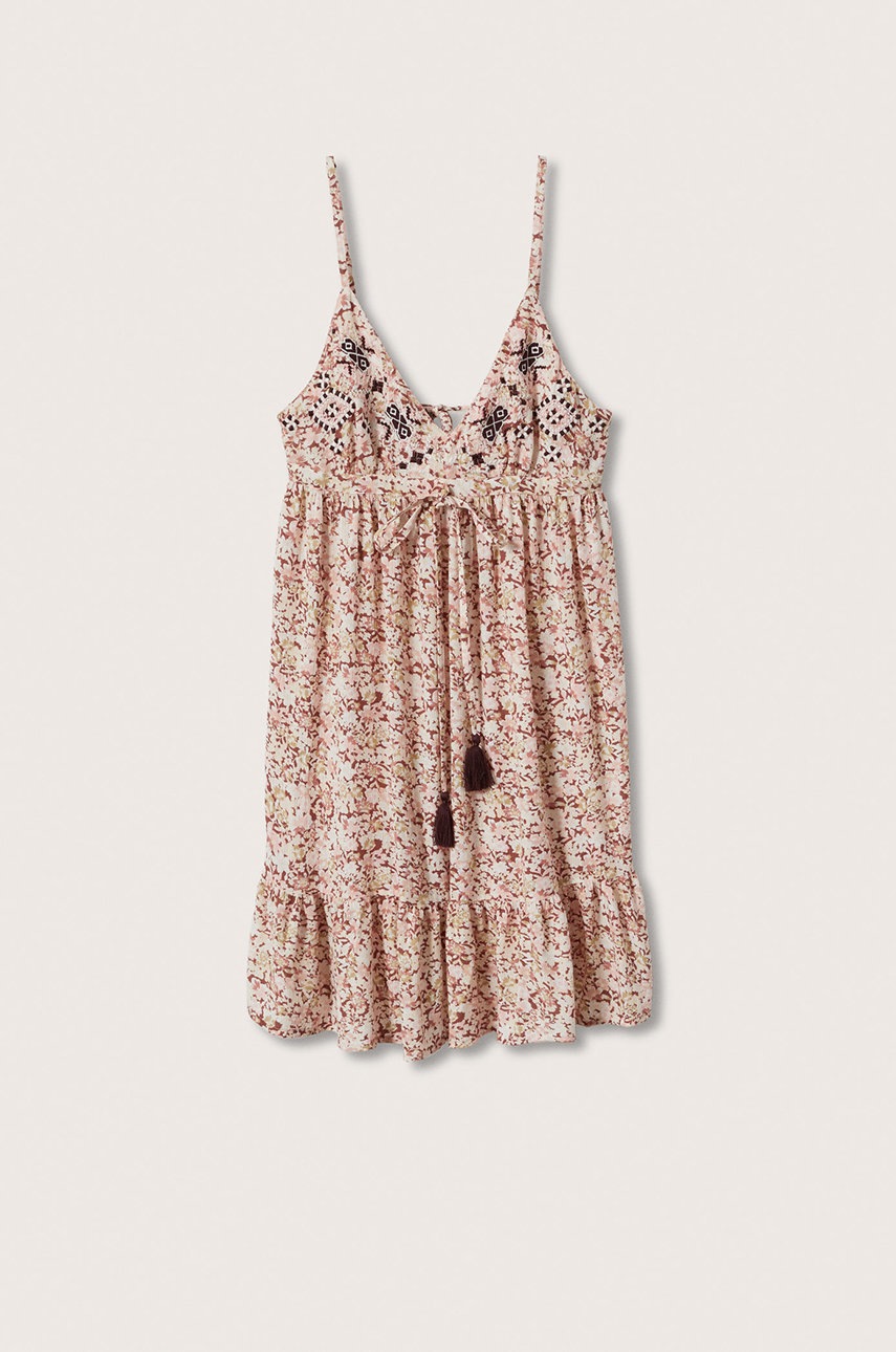 

Детска рокля Mango Kids Coach в розово къс модел разкроен модел, Розов