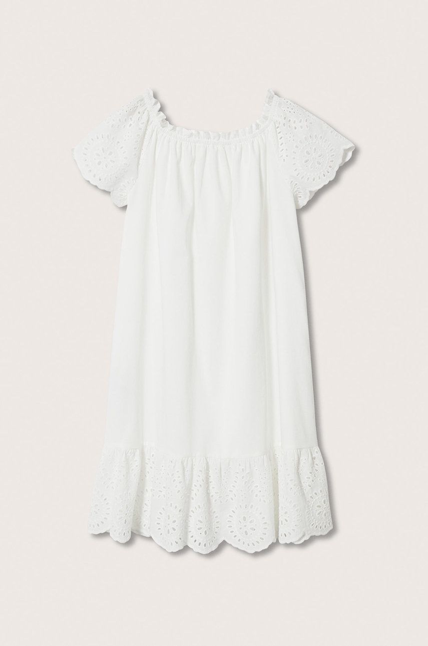 Mango Kids sukienka bawełniana dziecięca Suizo kolor biały mini rozkloszowana