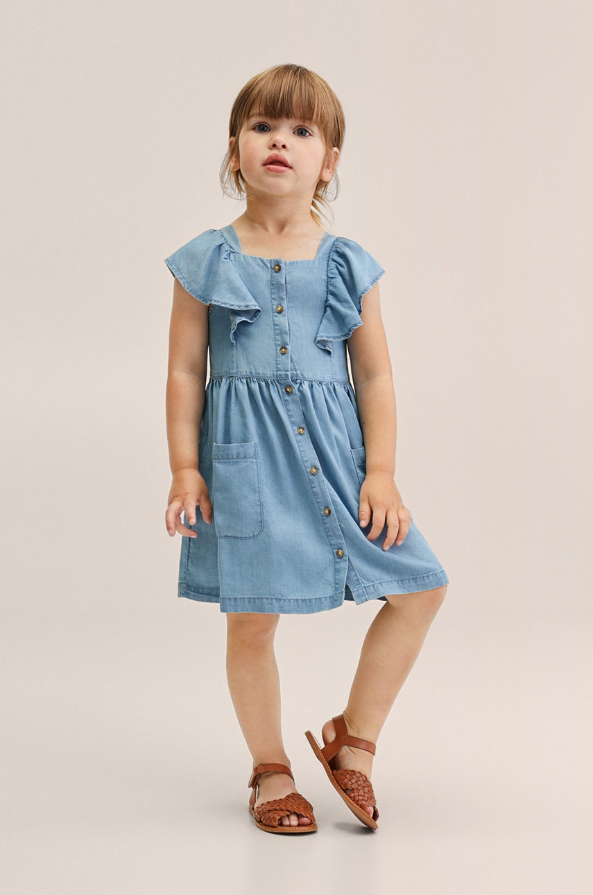 

Детска рокля Mango Kids Kayukob къс модел разкроен модел, Син