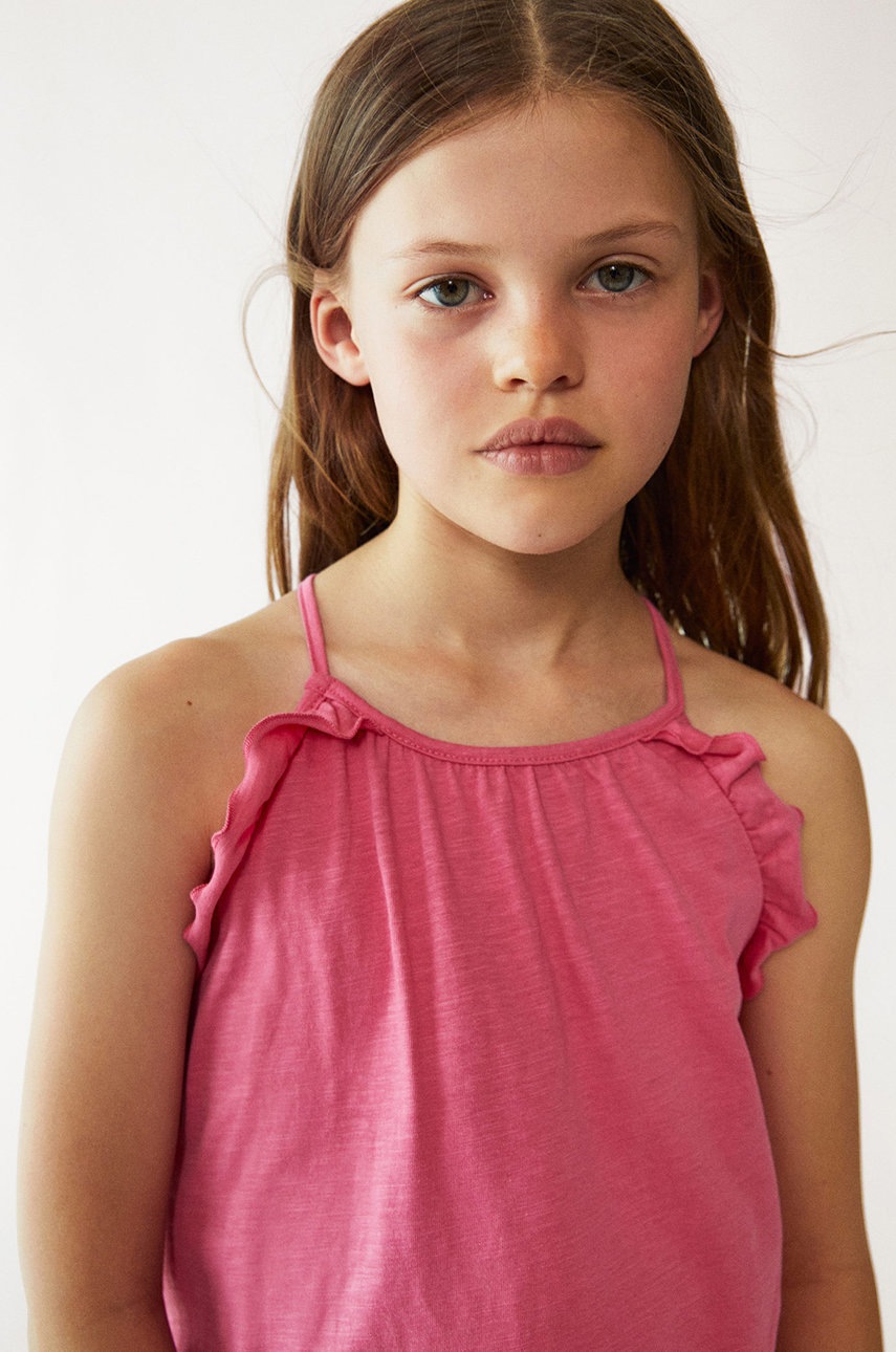 

Хлопковое детское платье Mango Kids Enna цвет розовый mini прямое