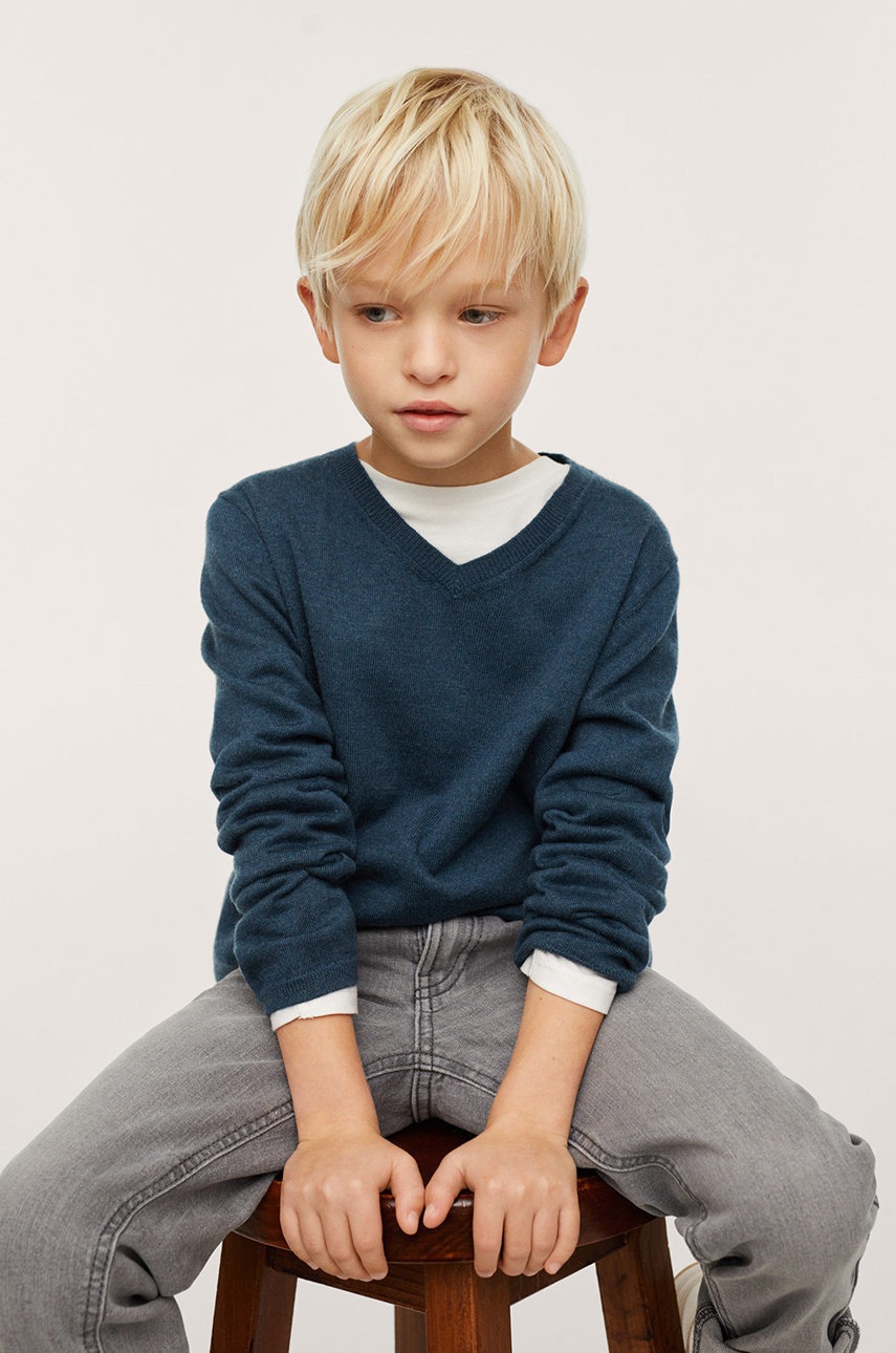 

Детски пуловер Mango Kids от лека материя, Син