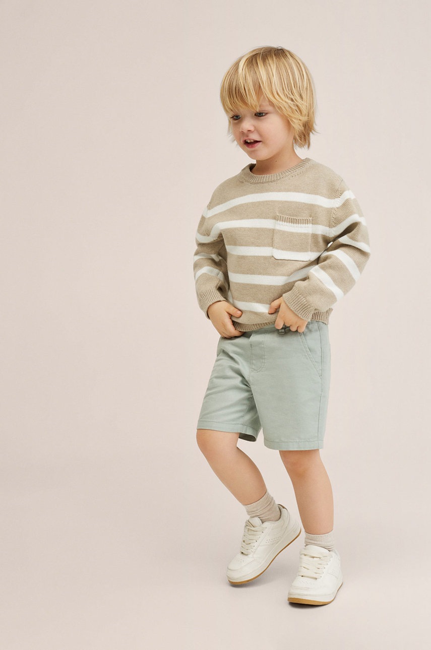 

Детски памучен пуловер Mango Kids Cooper в бежово от лека материя, Бежов