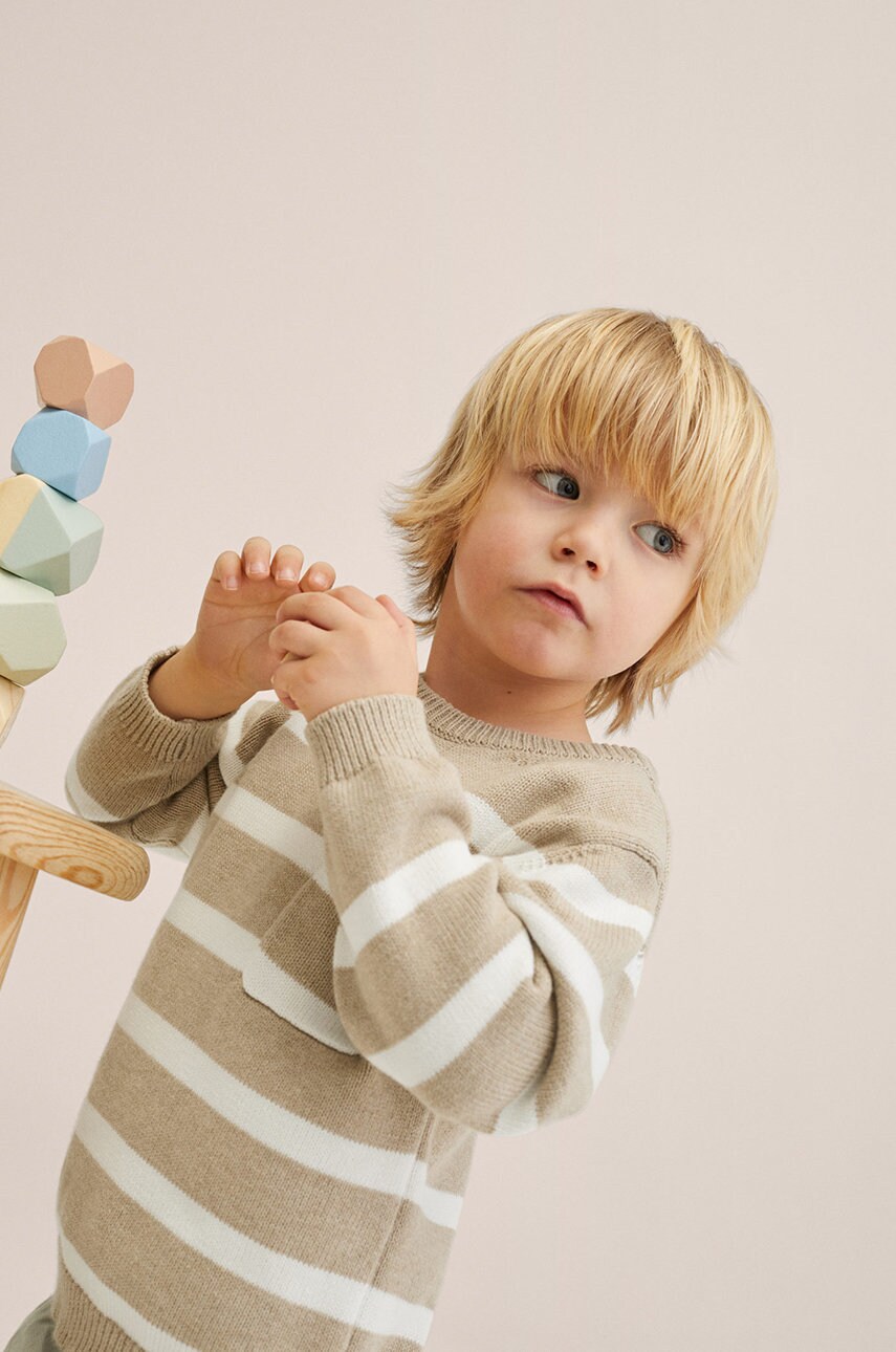 

Дитячий бавовняний светер Mango Kids Cooper колір бежевий легкий
