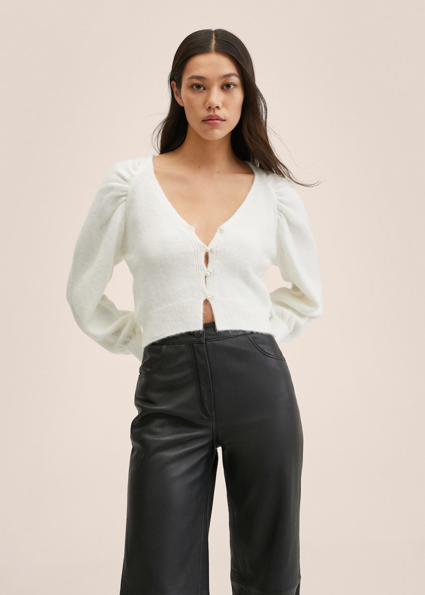 Mango cardigan femei, culoarea bej, light