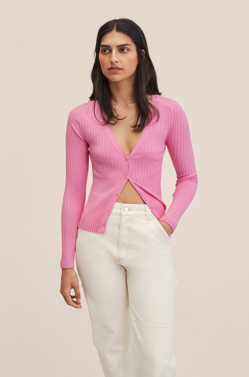 Mango cardigan Lisa femei, culoarea roz, light answear.ro imagine 2022 13clothing.ro