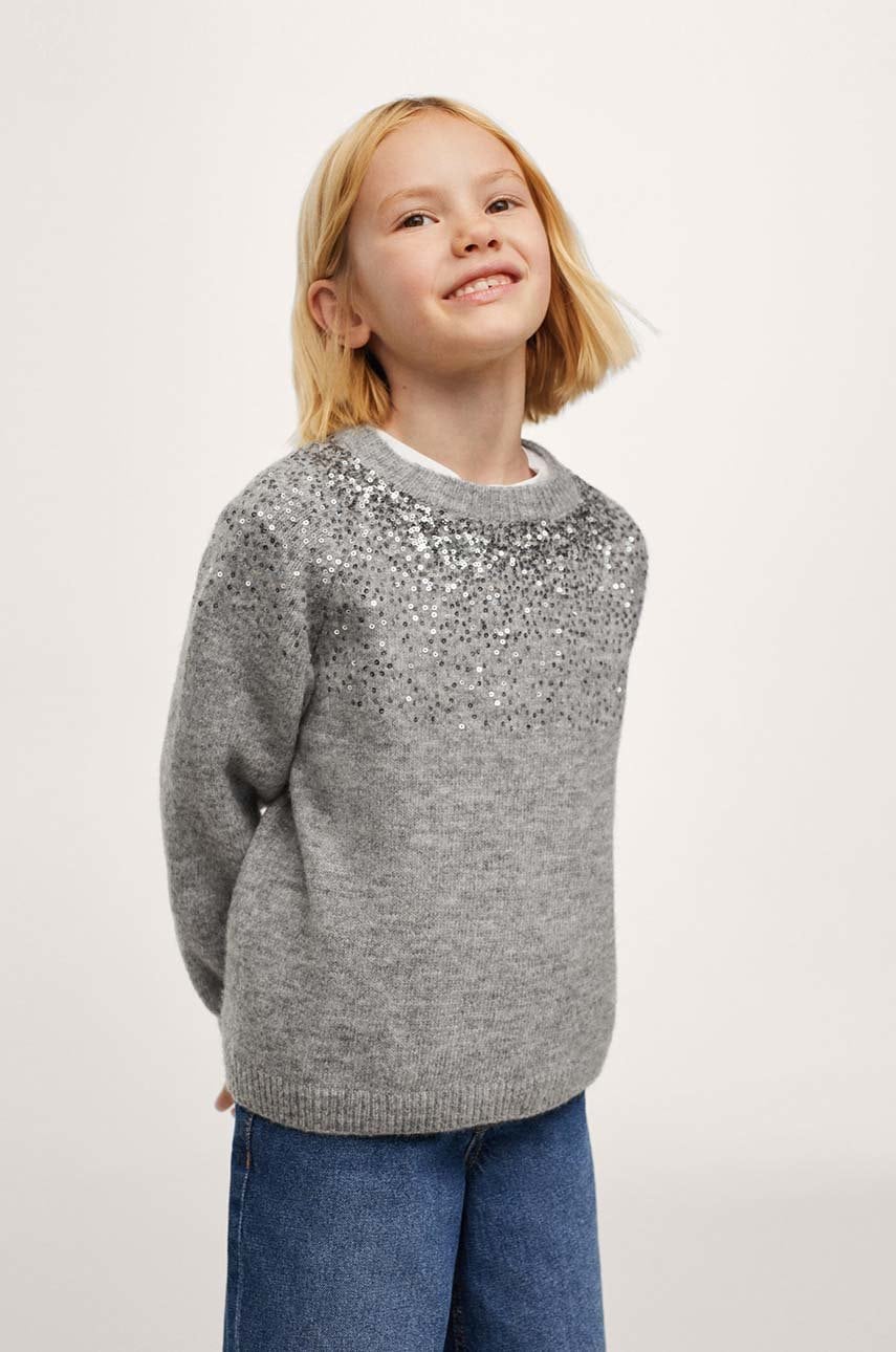 Mango Kids Pulover copii Gala culoarea gri, light