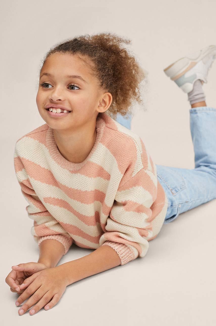

Детски пуловер Mango Kids в розово от лека материя, Розов
