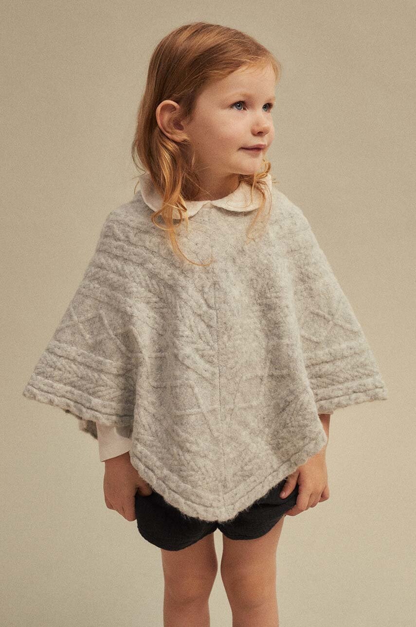 Mango Kids pulover copii culoarea gri, light