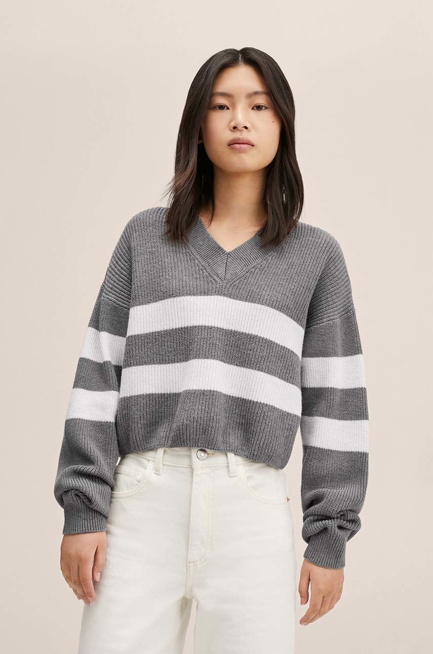

Детски пуловер Mango Kids в сиво, Сив