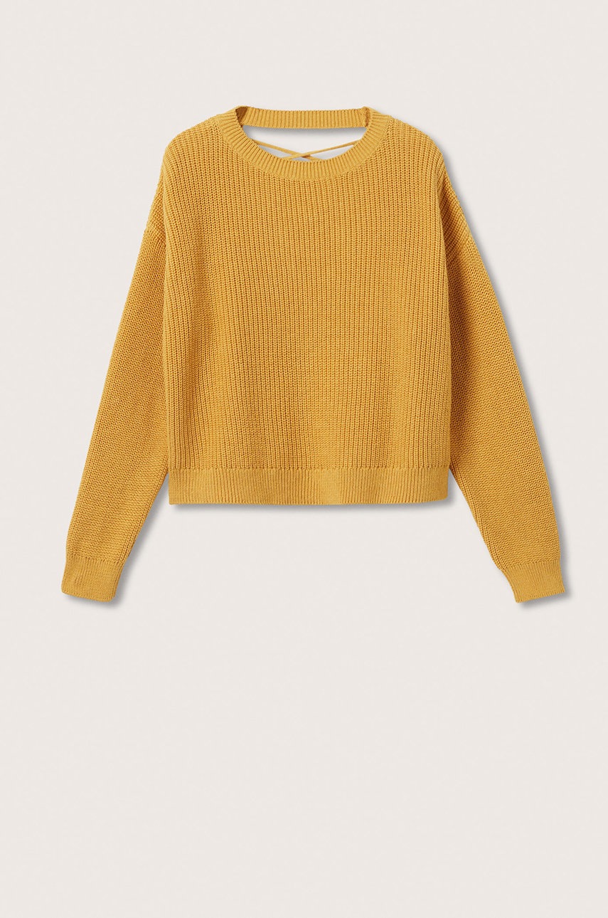 

Детски пуловер Mango Kids в жълто от лека материя, Жълт
