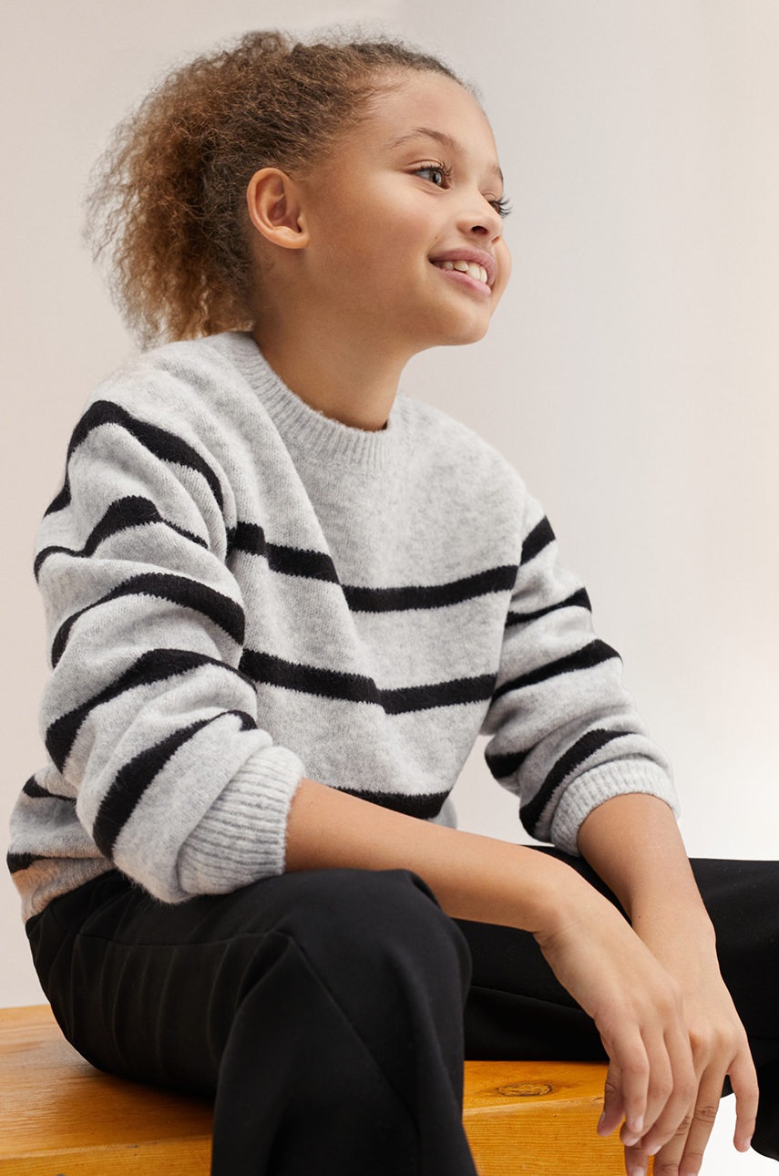 

Детски пуловер Mango Kids в сиво, Сив