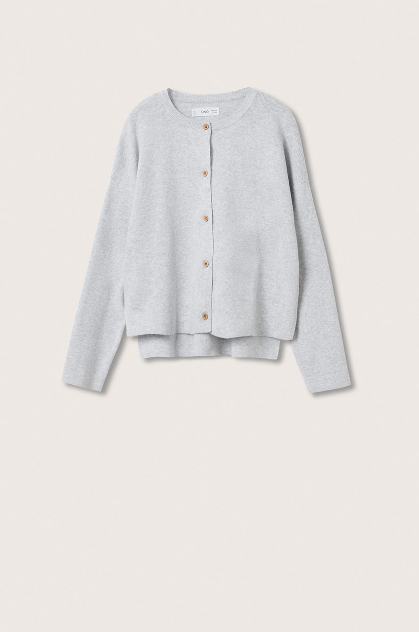 

Детска памучна жилетка Mango Kids в сиво от лека материя, Сив