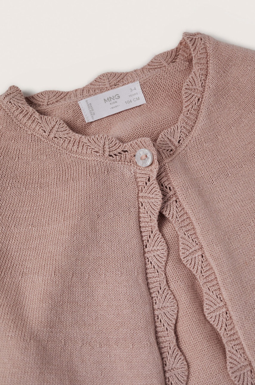 

Детский хлопковый кардиган Mango Kids Sandybe цвет розовый лёгкий