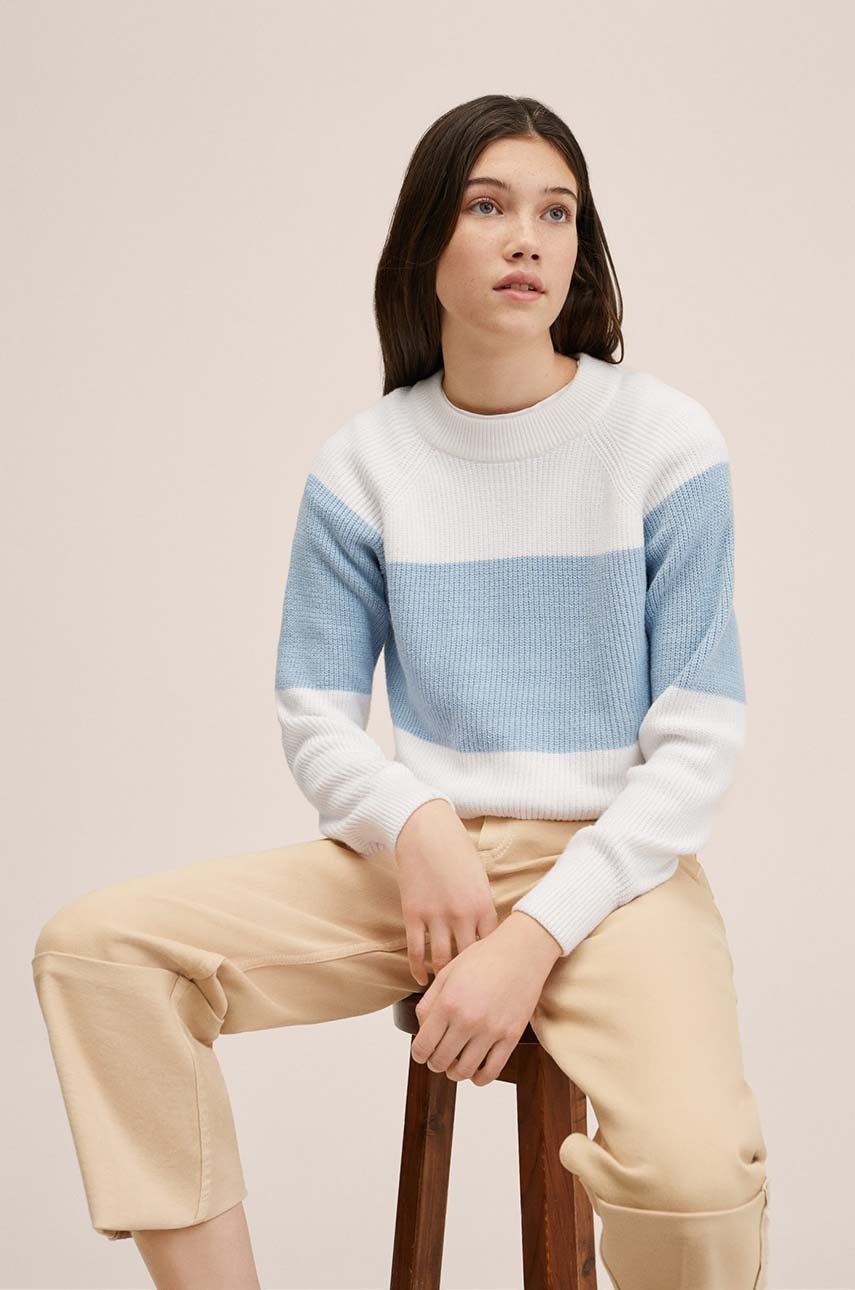 

Детски пуловер Mango Kids от лека материя, Син