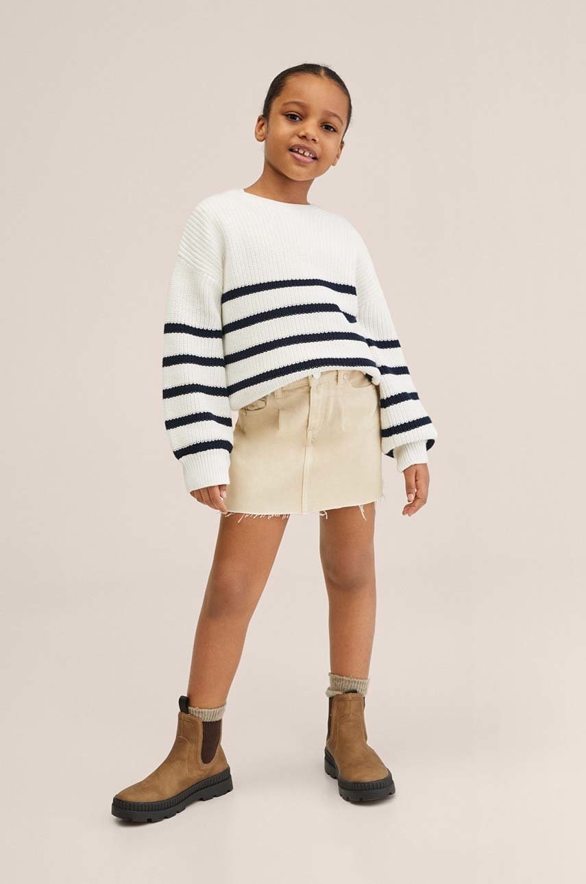 

Детски пуловер Mango Kids Bonnie в бяло от лека материя, Бял