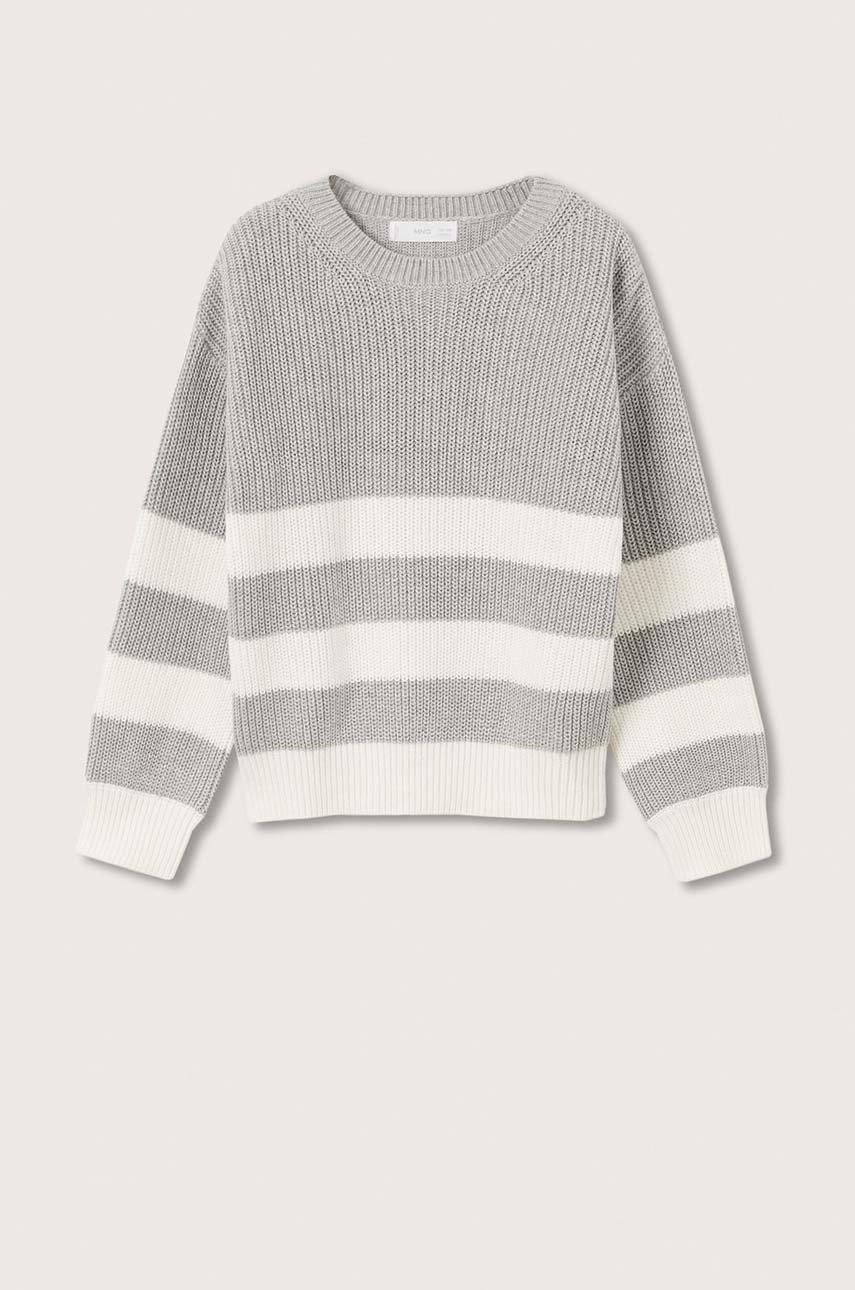 

Детски пуловер Mango Kids Bonnie в сиво от лека материя, Сив