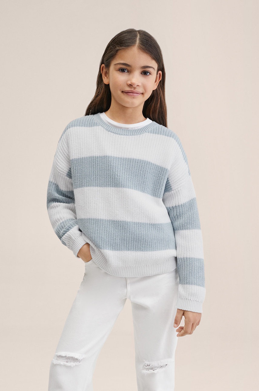 

Детски памучен пуловер Mango Kids Bloqui, Син