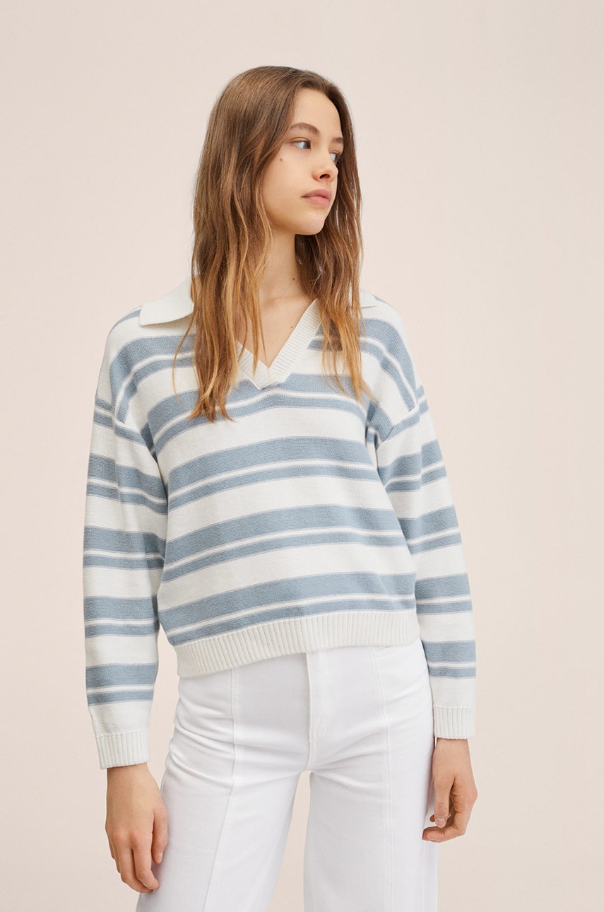 

Детски памучен пуловер Mango Kids Polo, Син