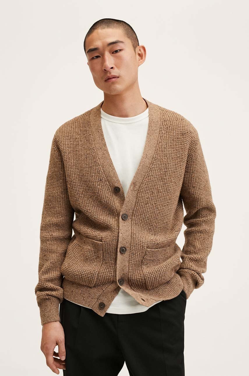 Mango man cardigan barbati, culoarea maro