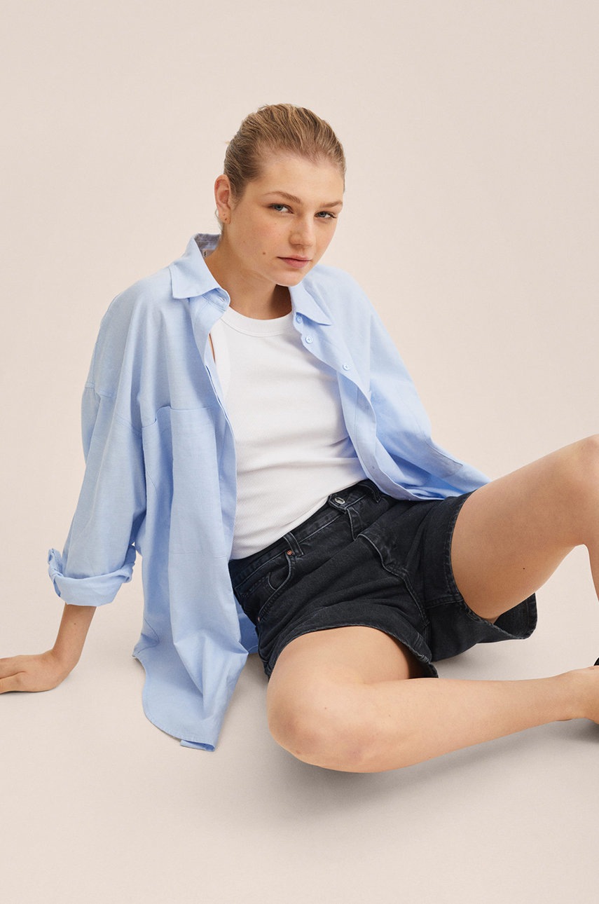 

Джинсовые шорты Mango женские цвет серый однотонные высокая посадка