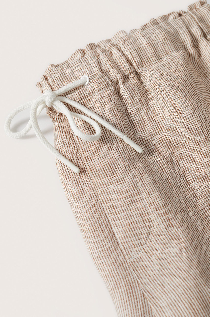 

Шорты Mango Linen женские цвет коричневый однотонные средняя посадка