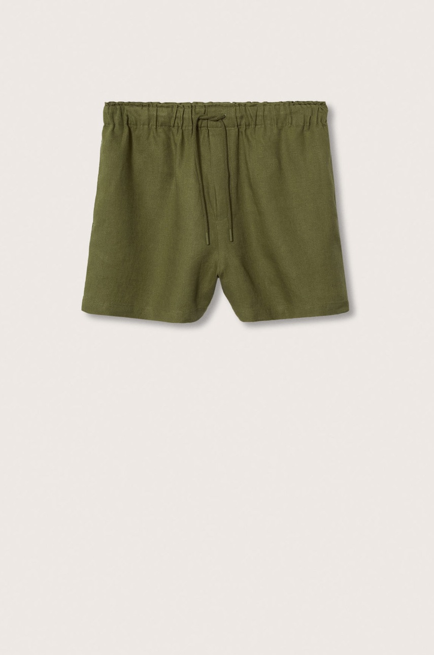 

Шорти Mango Linen жіночі колір коричневий однотонні середня посадка