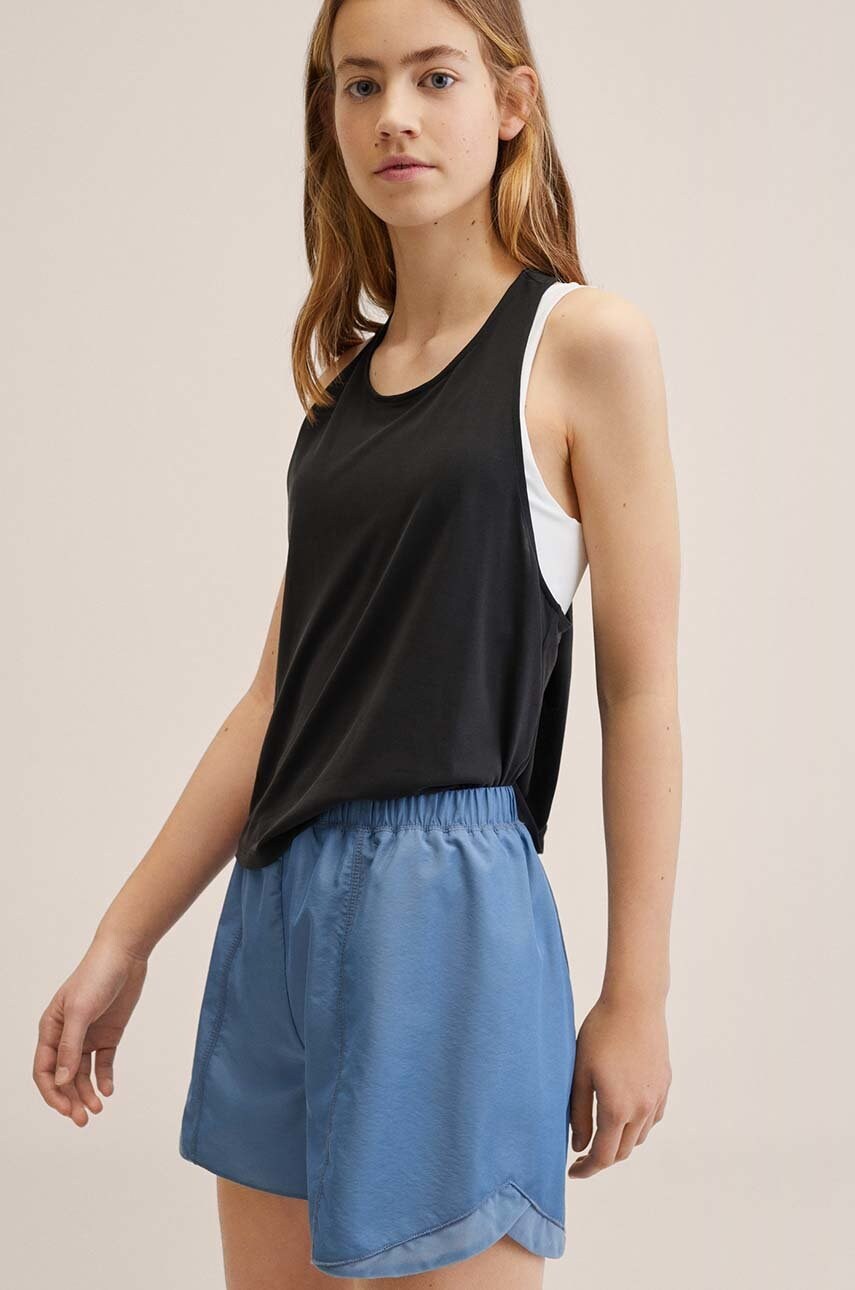

Детски къси панталони Mango Kids Nylon с изчистен дизайн, Син