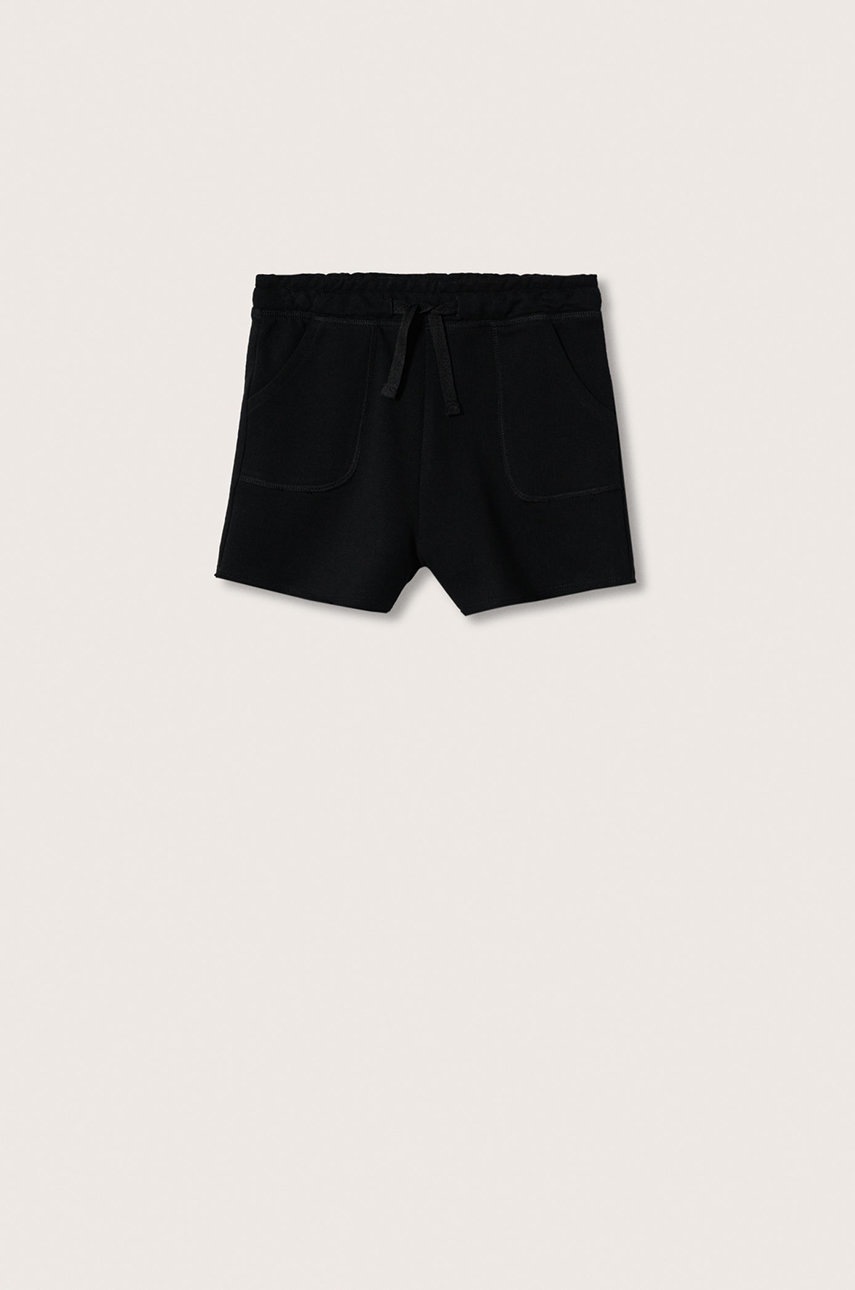 

Детски къси панталони Mango Kids Lea2 в черно с изчистен дизайн, Черен