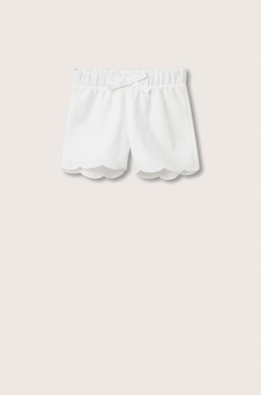 

Детски къси панталони Mango Kids Iris в бяло с изчистен дизайн, Бял