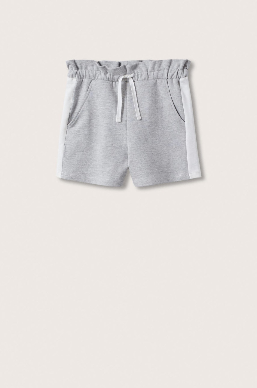 

Детски памучен къс панталон Mango Kids в сиво с изчистен дизайн, Сив